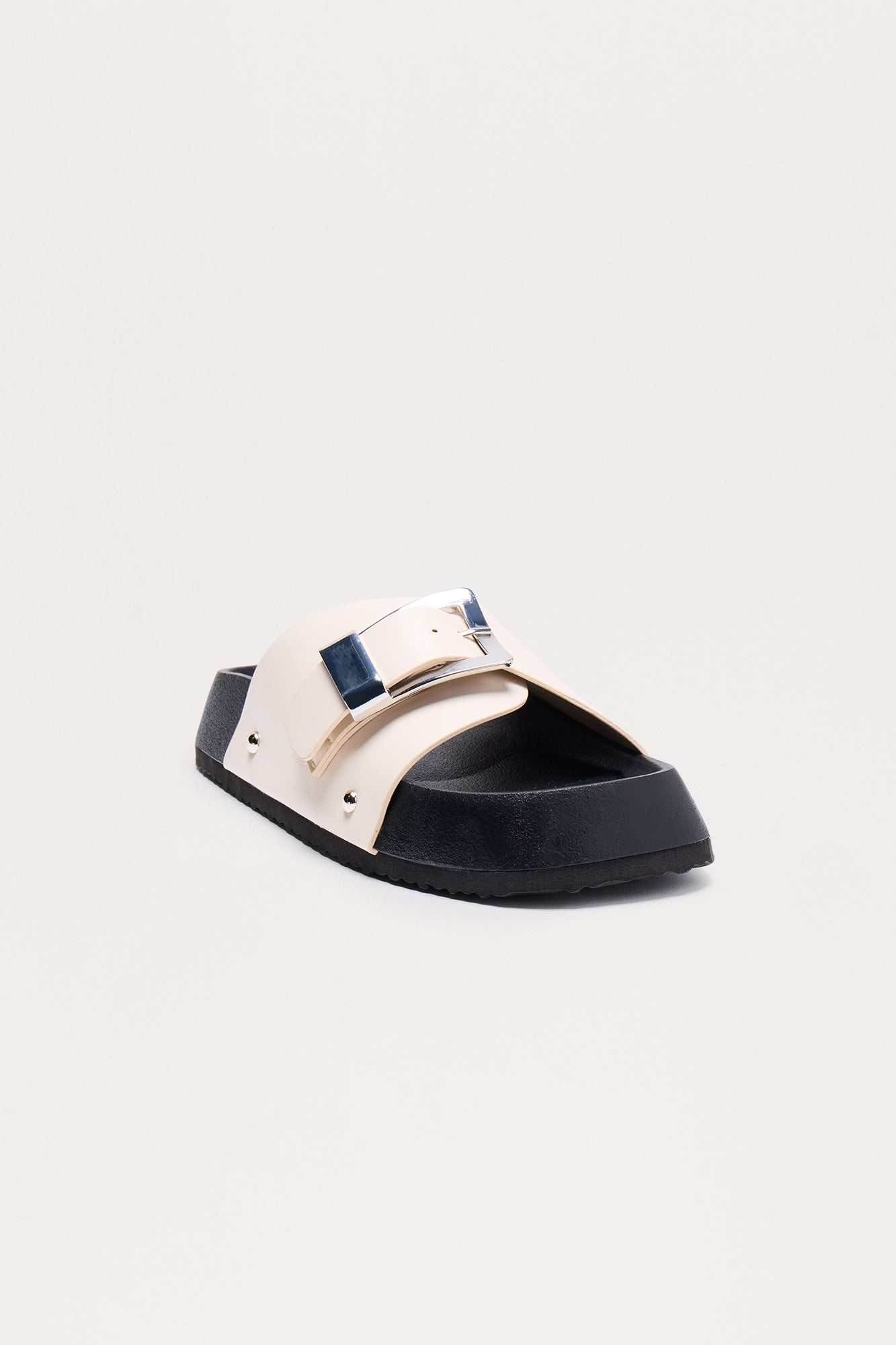Malone Buckle Slip On Sandals - White