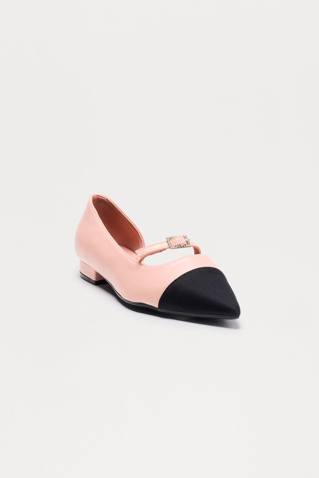Dray Rhinestone Buckle Ballet Flats - Pink