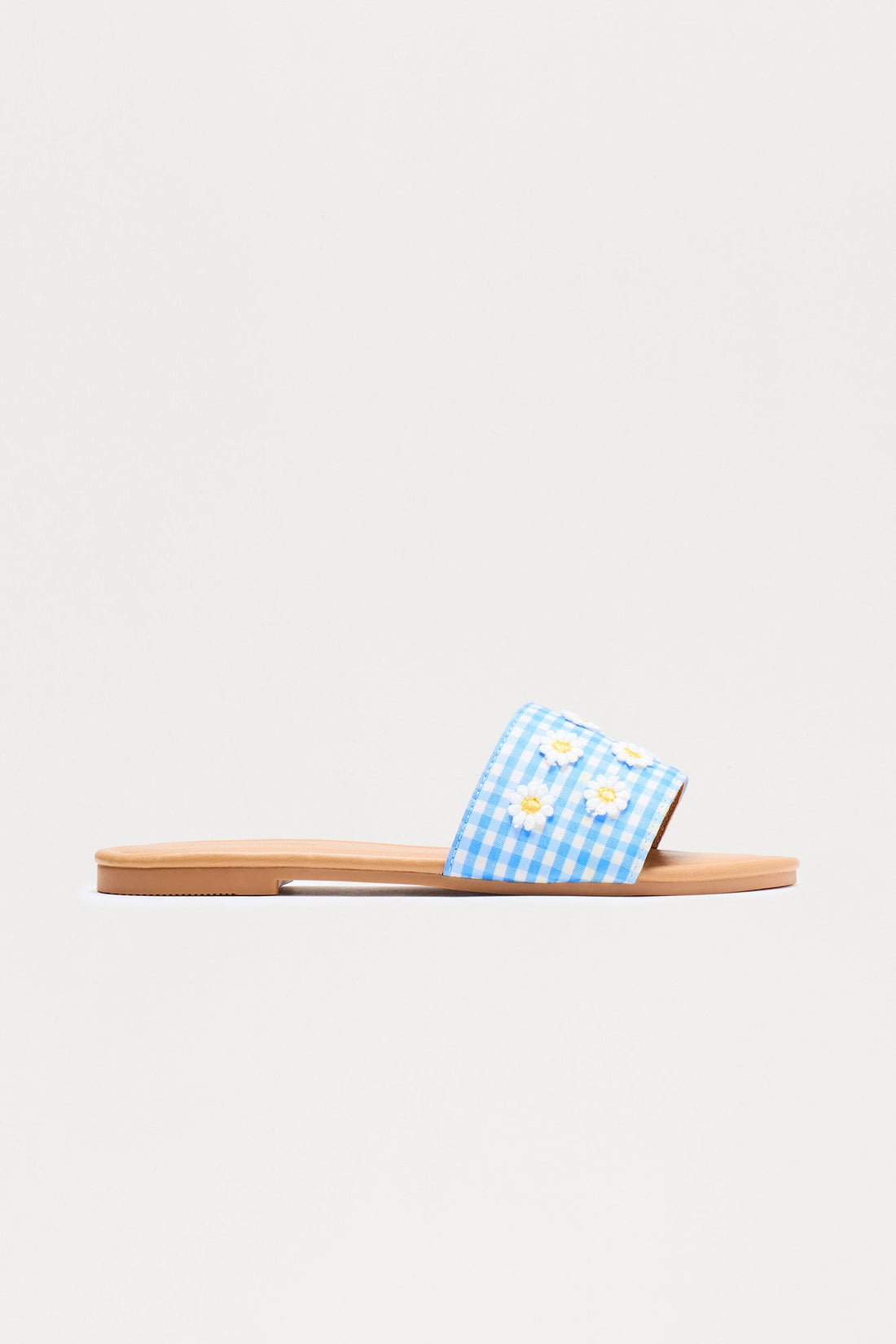 Roo Flower Gingham Sandals - Blue/combo