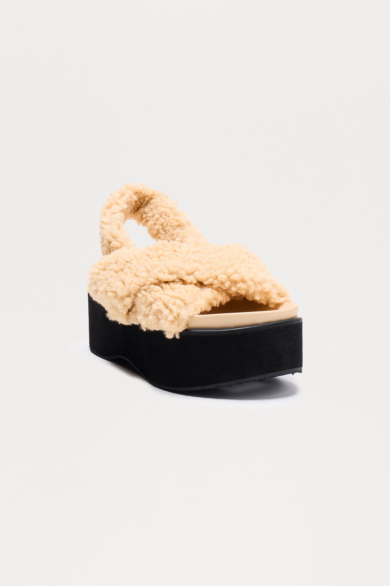 Winika Sherpa Slingback Wedges - Nude