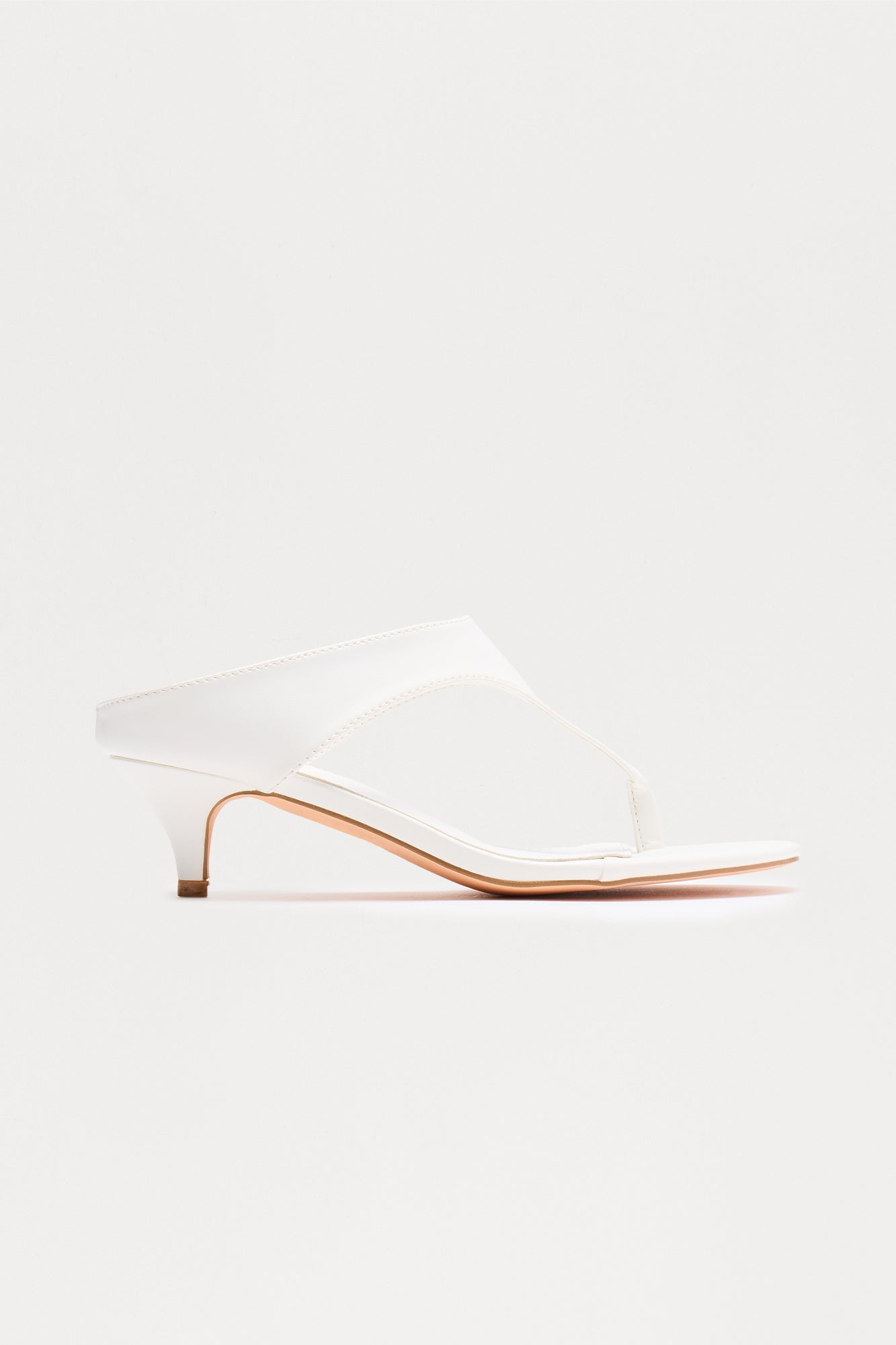 Morah Thong Kitten Heels - White