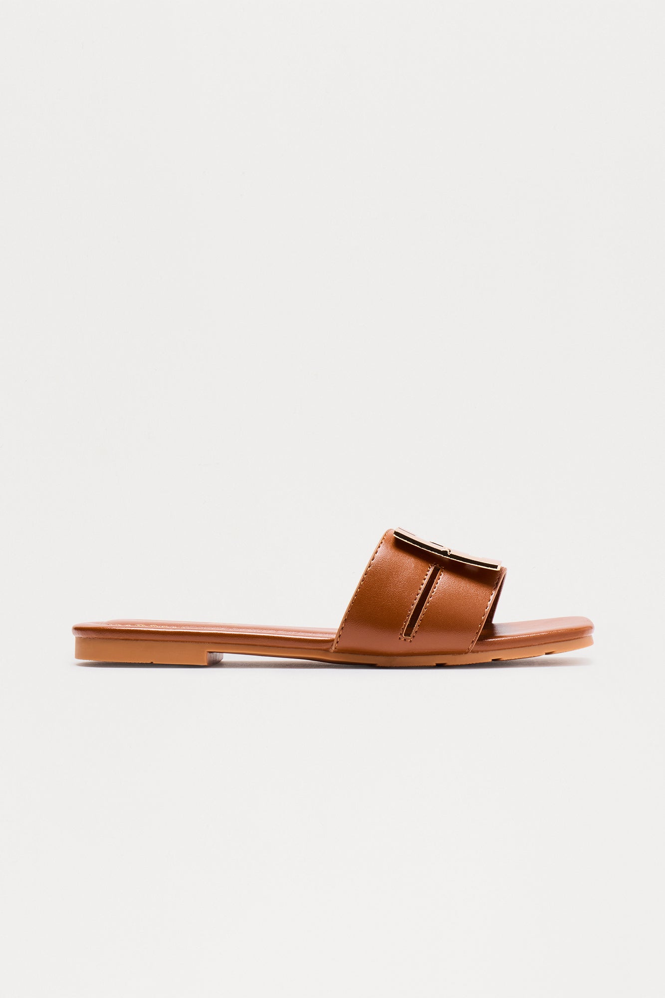 Mirelle Hardware Slip On Sandals - Tan