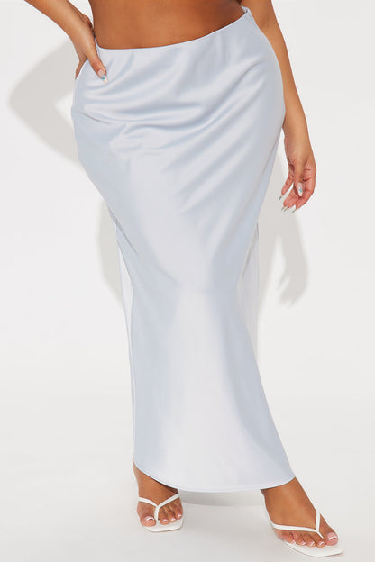 Brunch to GNO Satin Maxi Skirt - Silver
