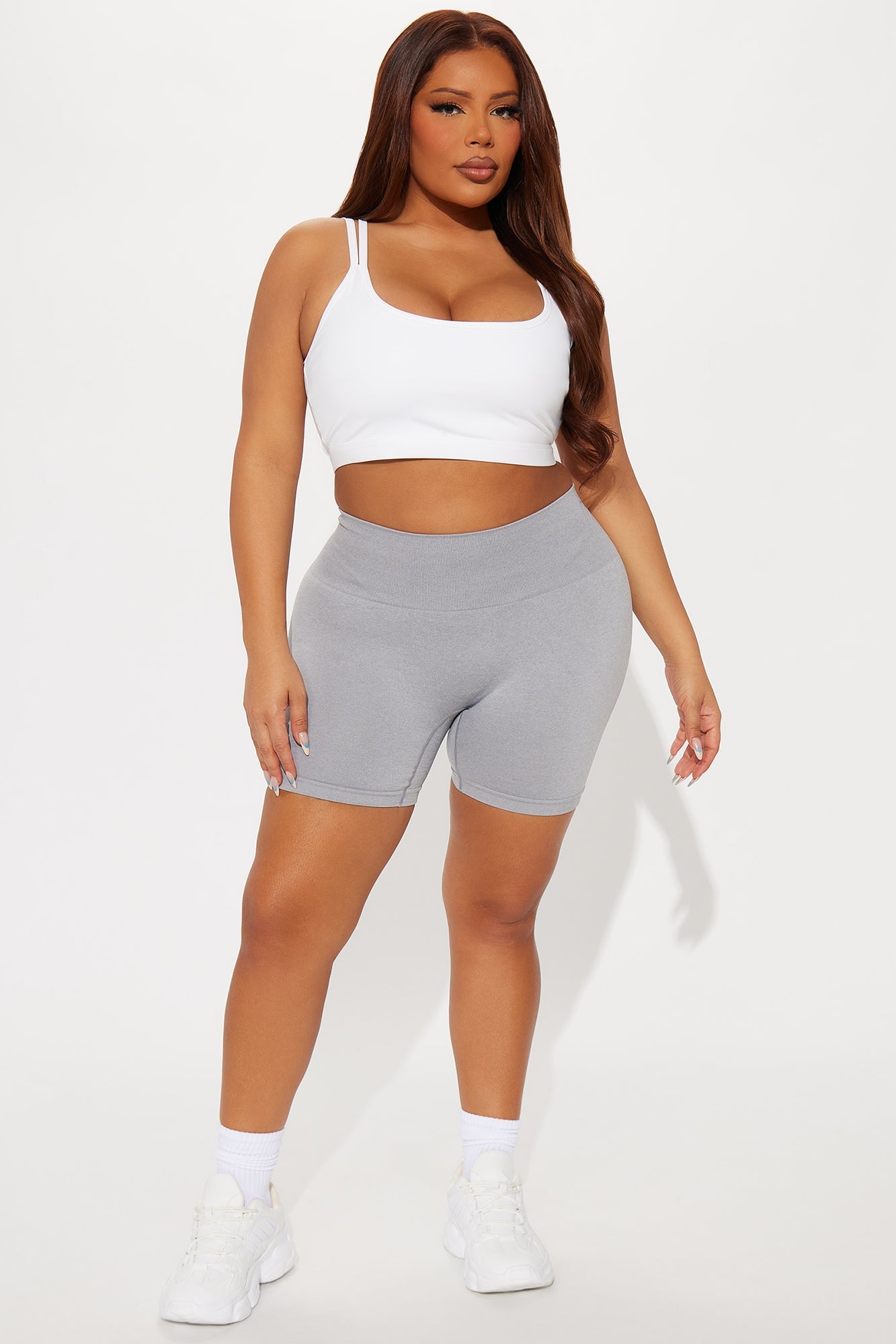 Mia Seamless Biker Short - Heather Grey