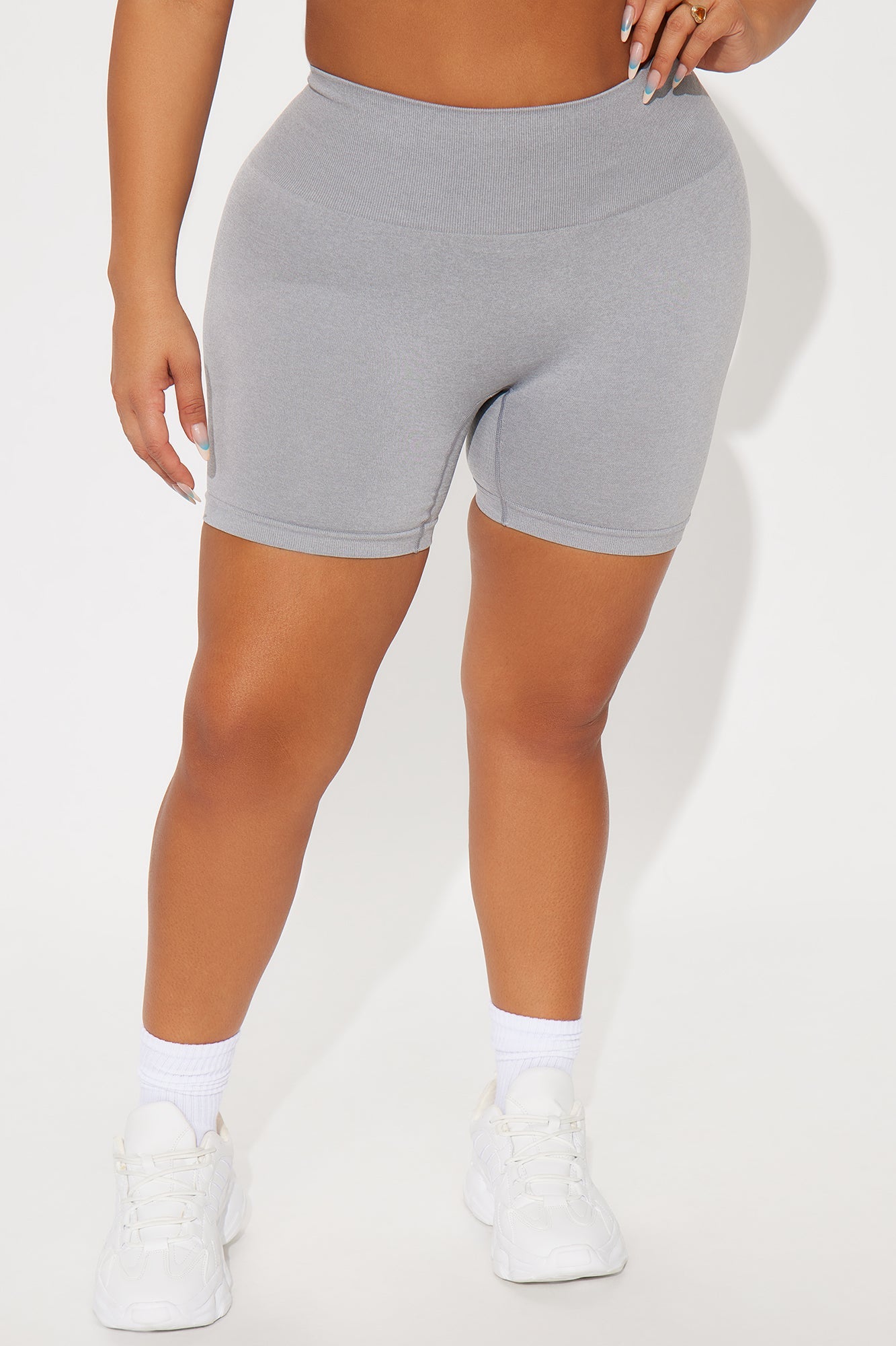 Mia Seamless Biker Short - Heather Grey