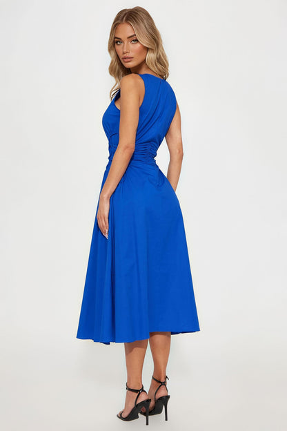 Emmaline Poplin Midi Dress - Blue