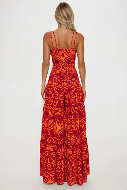 Kamiyah Tropical Printed Jumpsuit - Burgundy/combo