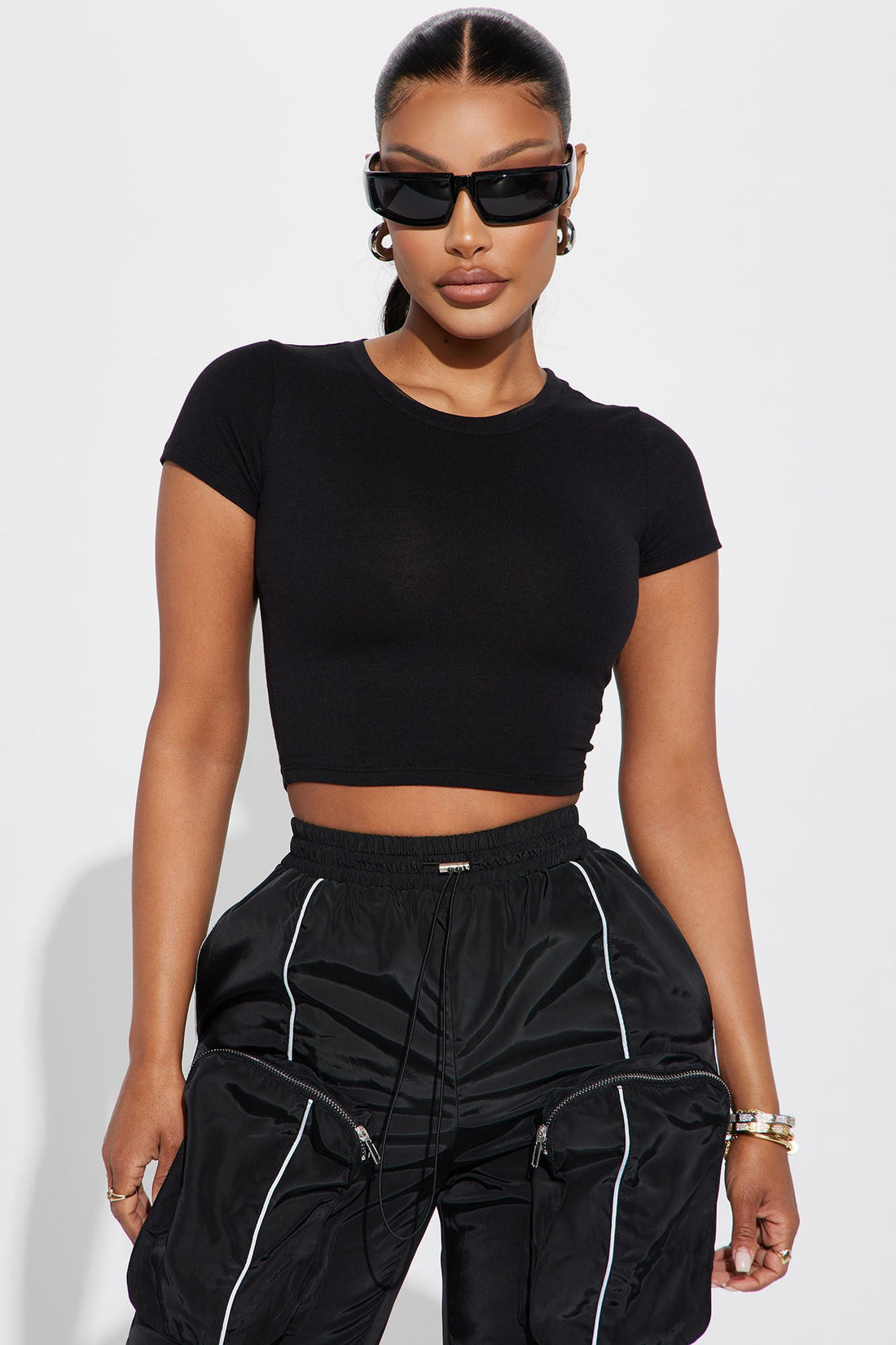 Judia Crew Neck Top - Black