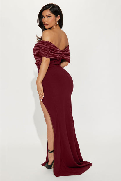 Am I The Drama Draped Maxi Dress - Wine