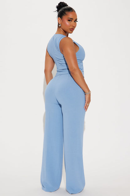 Vanessa Vest Pant Set - Slate Blue