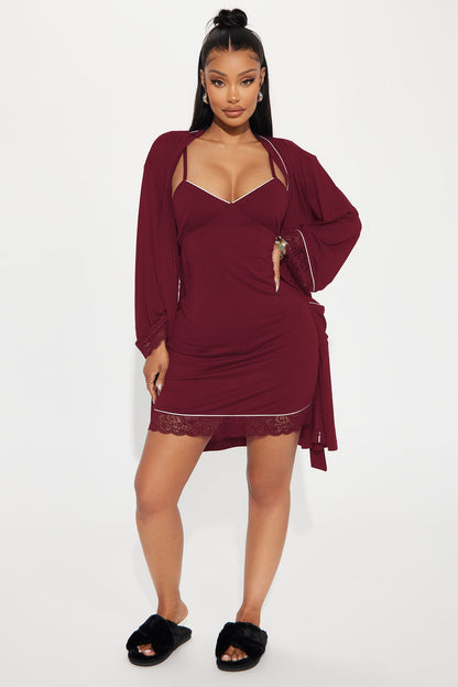 Just Dream PJ Robe Set - Wine