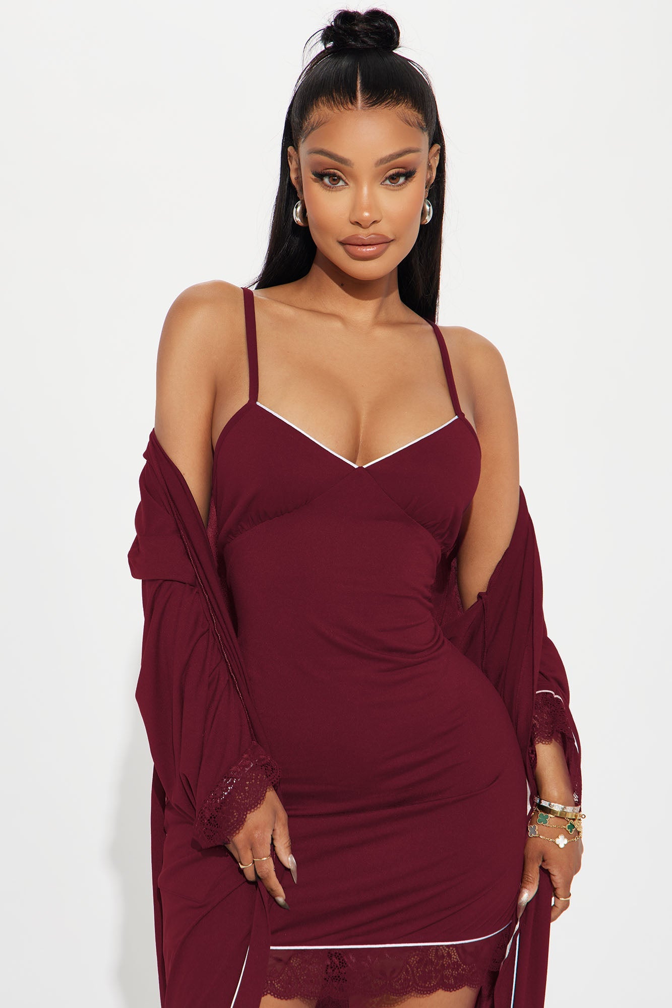 Just Dream PJ Robe Set - Wine