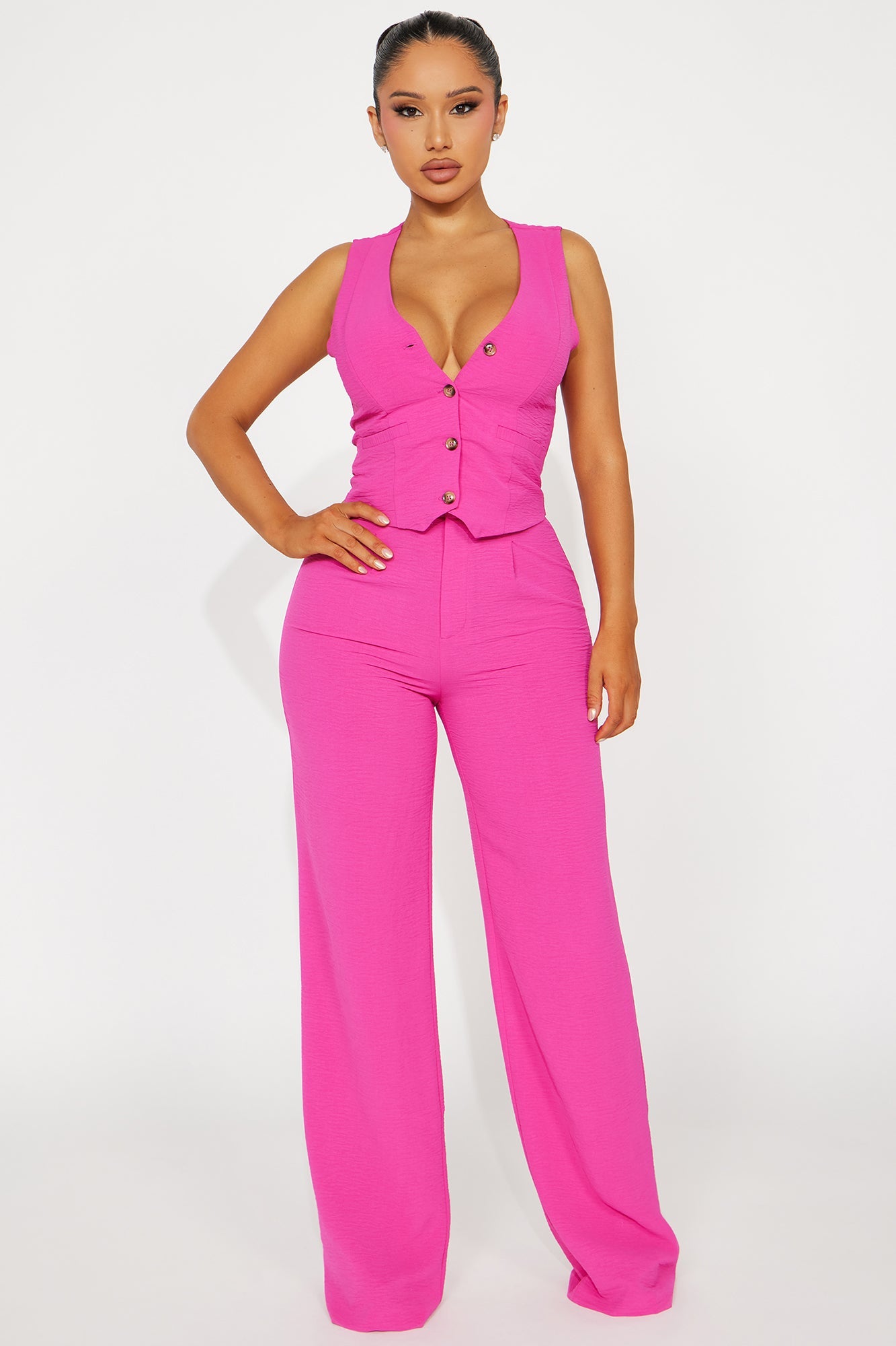 Vanessa Vest Pant Set - Magenta