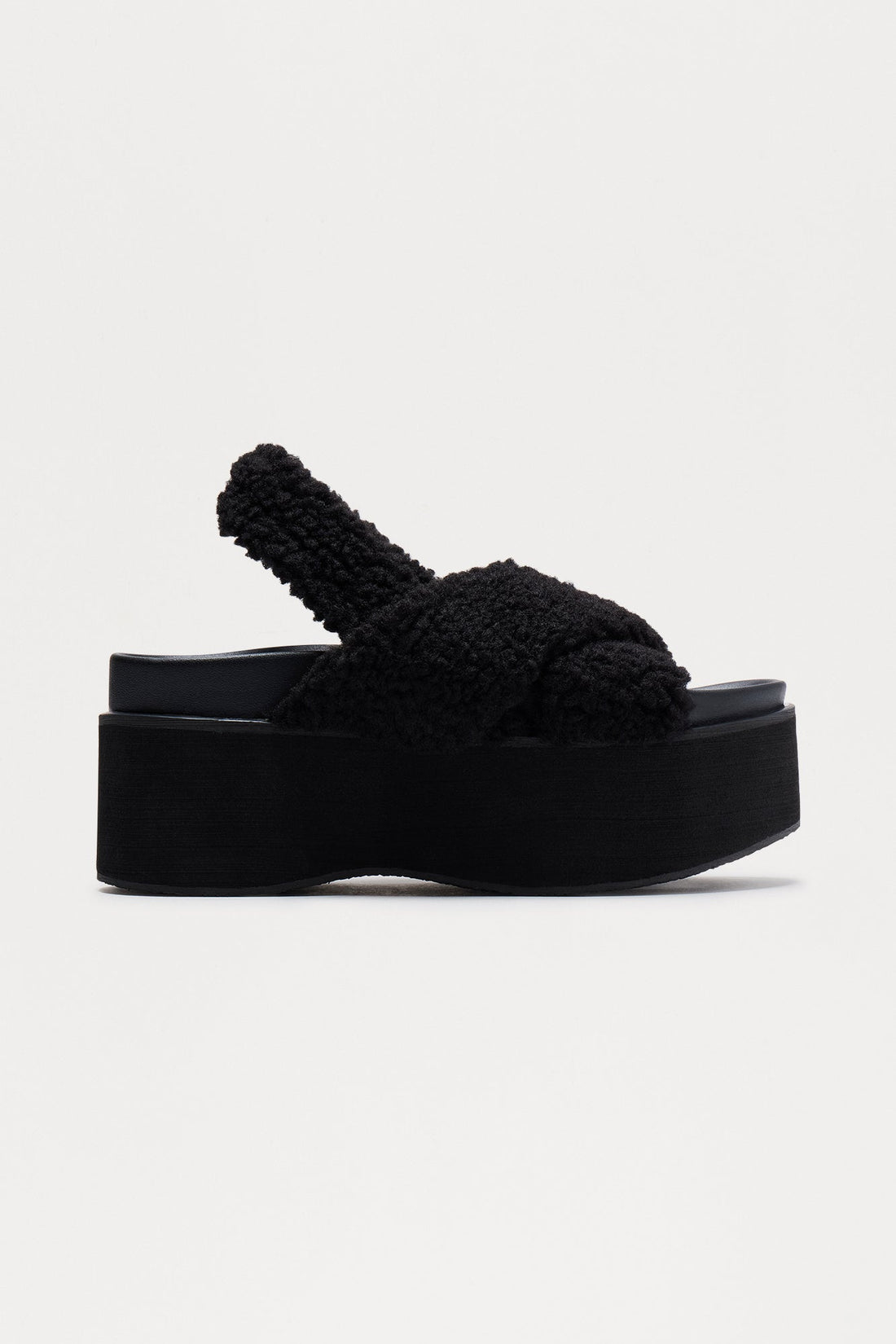Winika Sherpa Slingback Wedges - Black