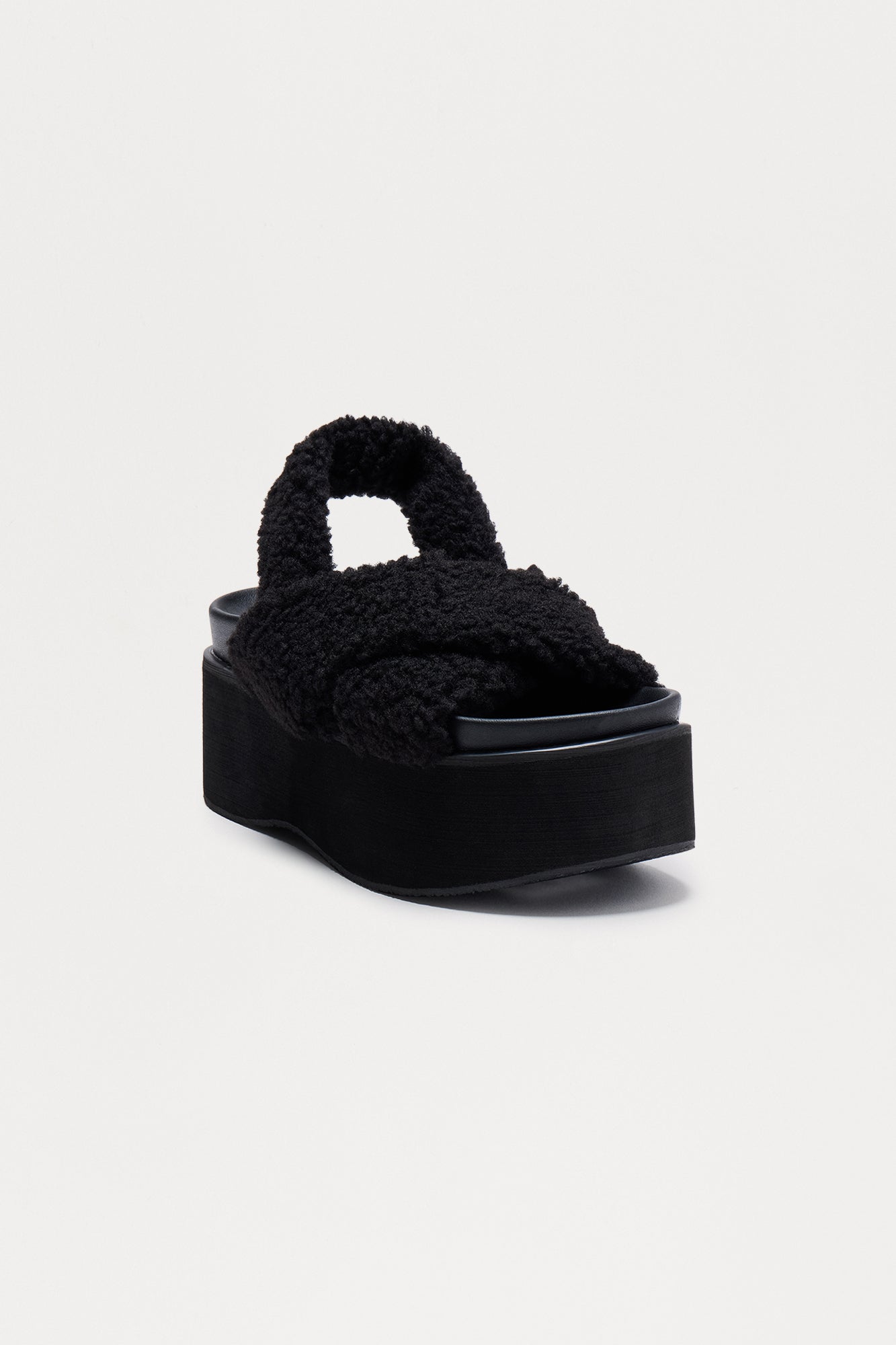 Winika Sherpa Slingback Wedges - Black