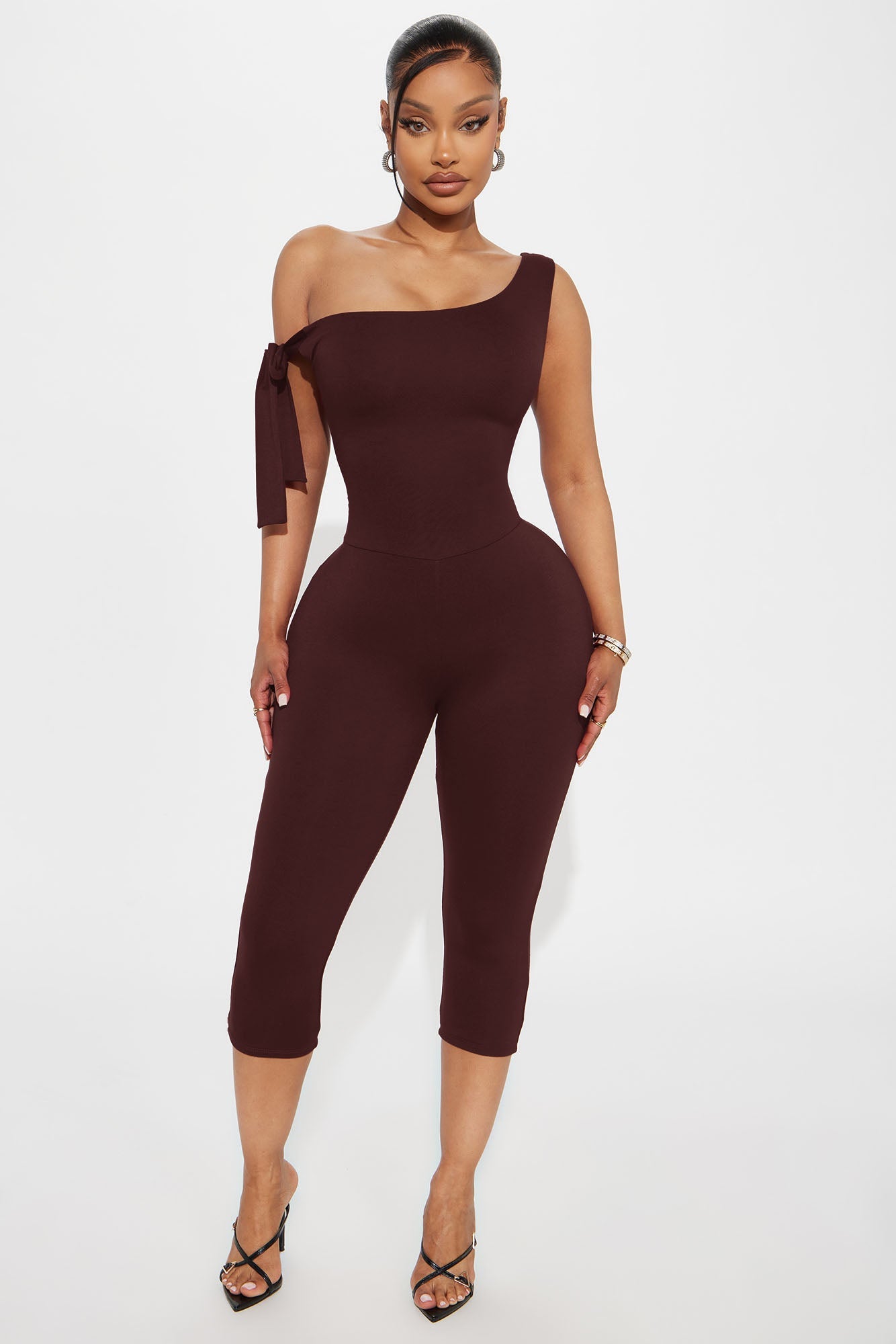 Sweet Like Candy Capri Jumpsuit - Chocolate