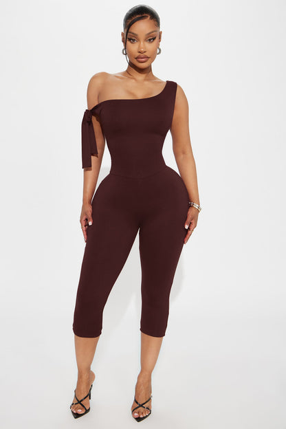 Sweet Like Candy Capri Jumpsuit - Chocolate
