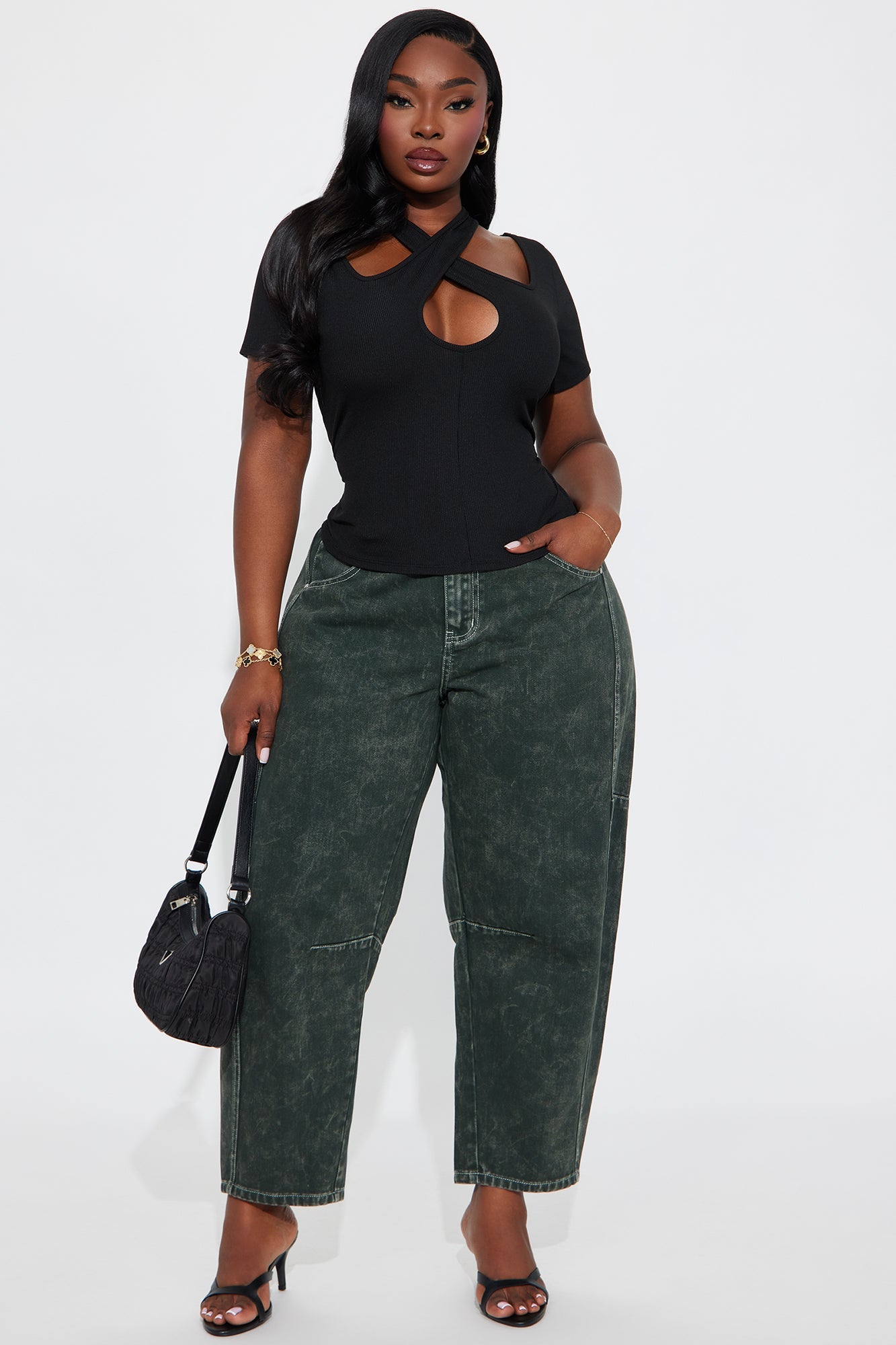 Chita Ribbed Short Sleeve Top - Black