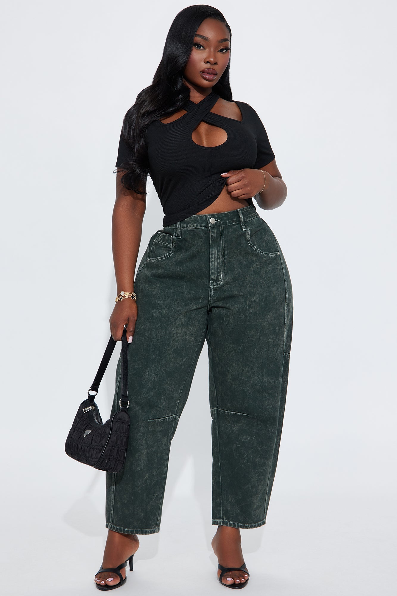 Lily Barrel Leg Jean - Dark Olive