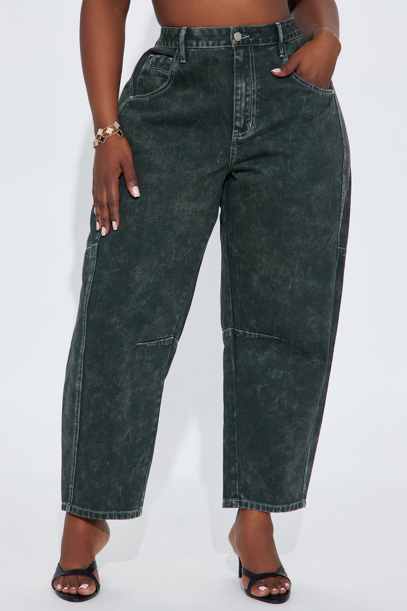 Lily Barrel Leg Jean - Dark Olive