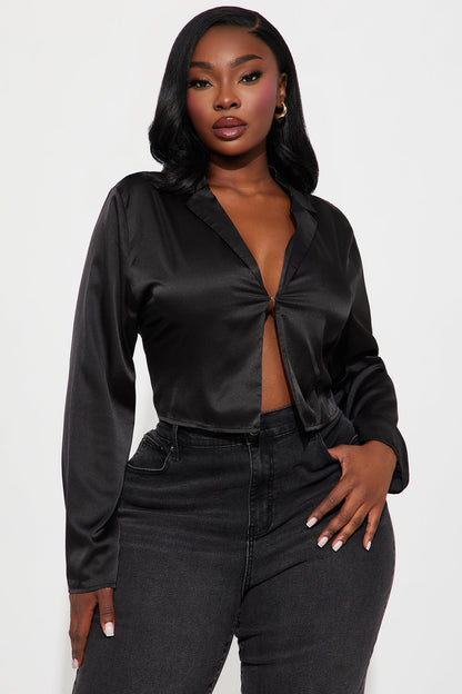 Forever Loving Satin Shirt - Black