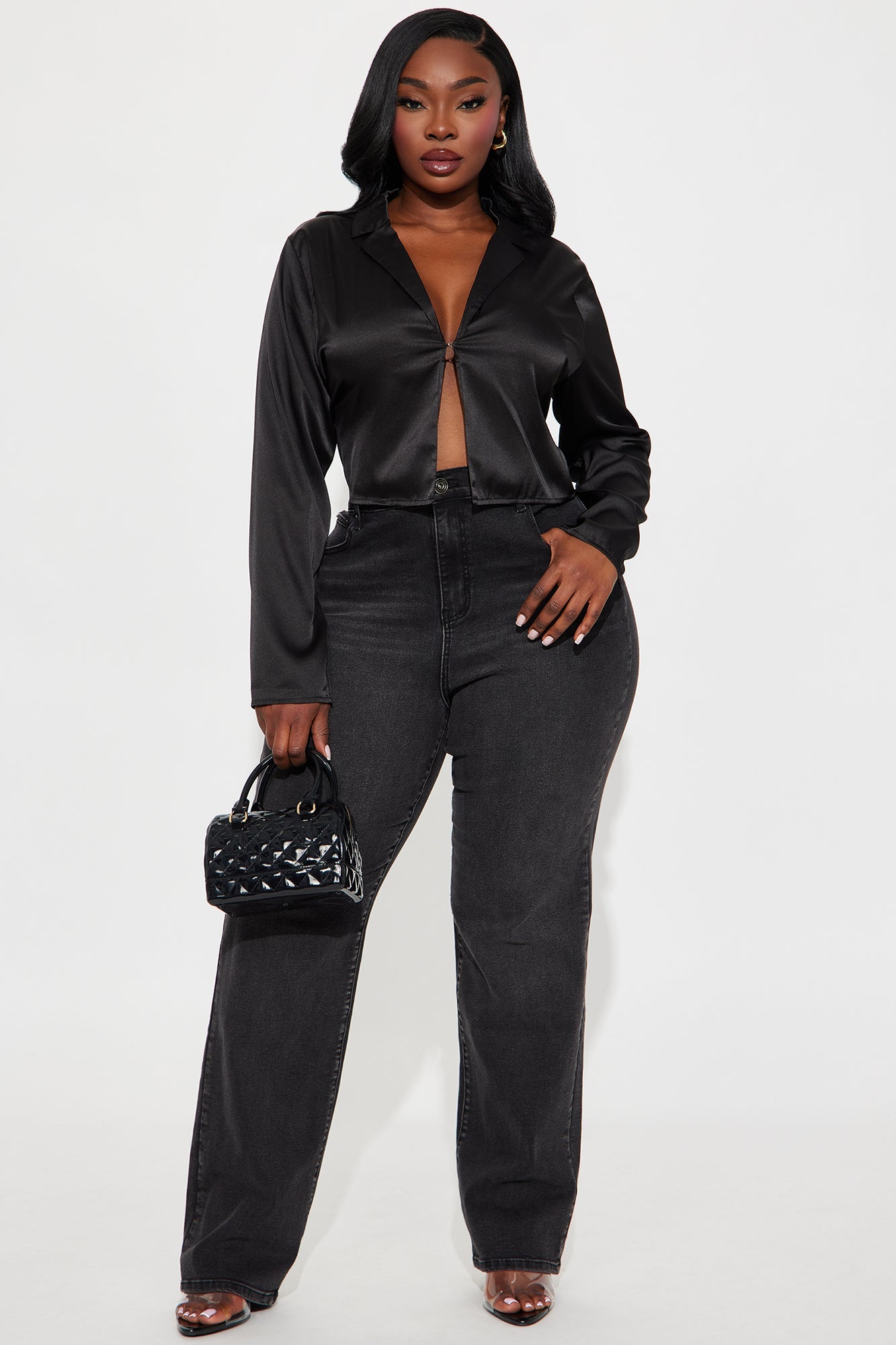 Forever Loving Satin Shirt - Black