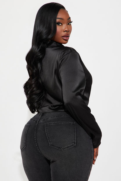 Forever Loving Satin Shirt - Black