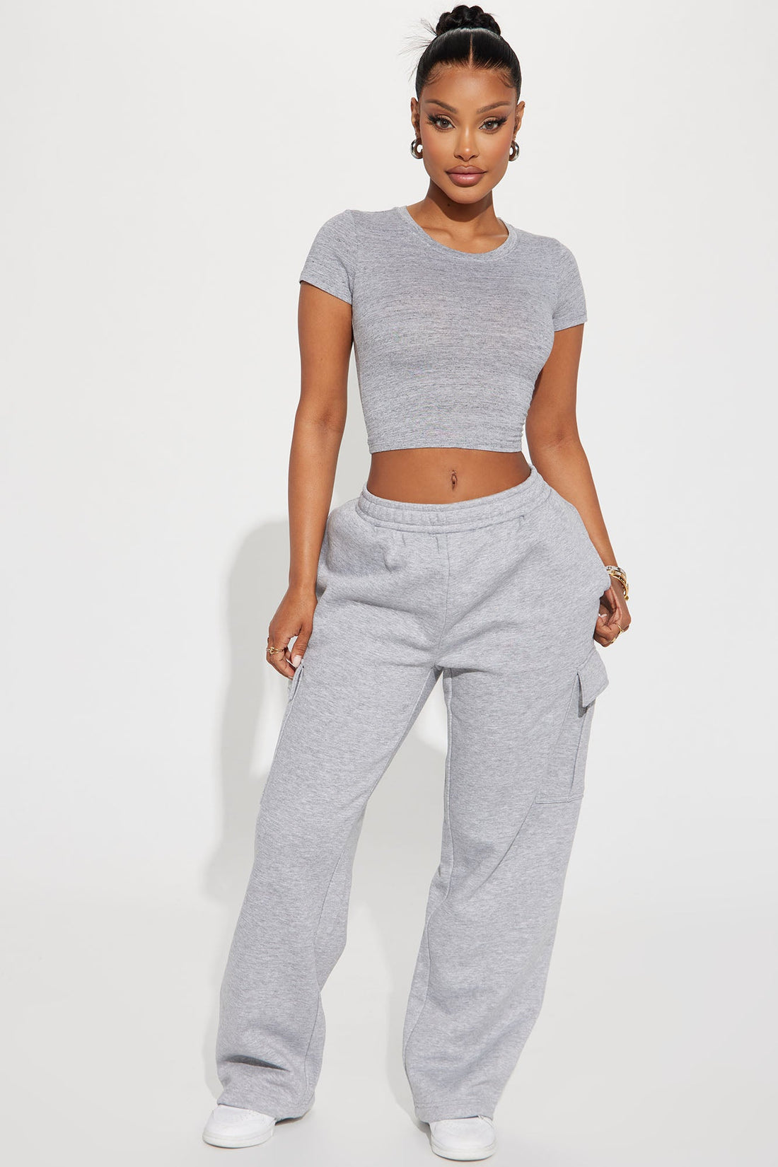 Judia Crew Neck Top - Heather Grey