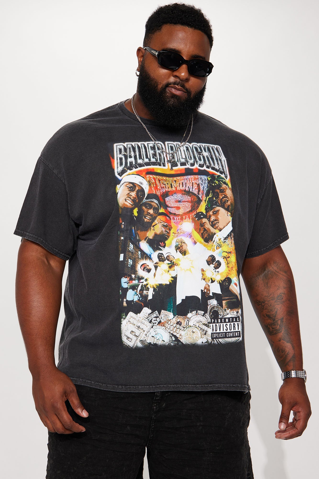 Baller Blockin Cash Money Oversized Short Sleeve Tee - Black