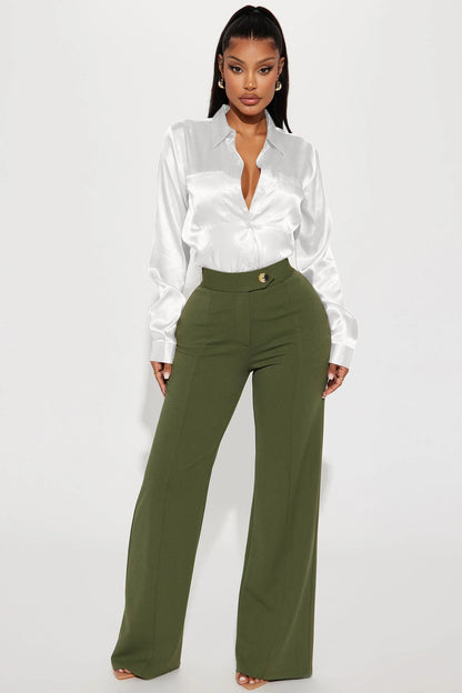 You Better Work Satin Shirt - White