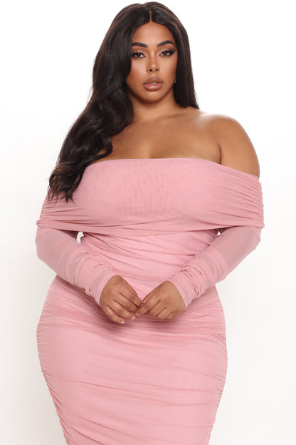 Top Trend Ruched Maxi Dress - Mauve