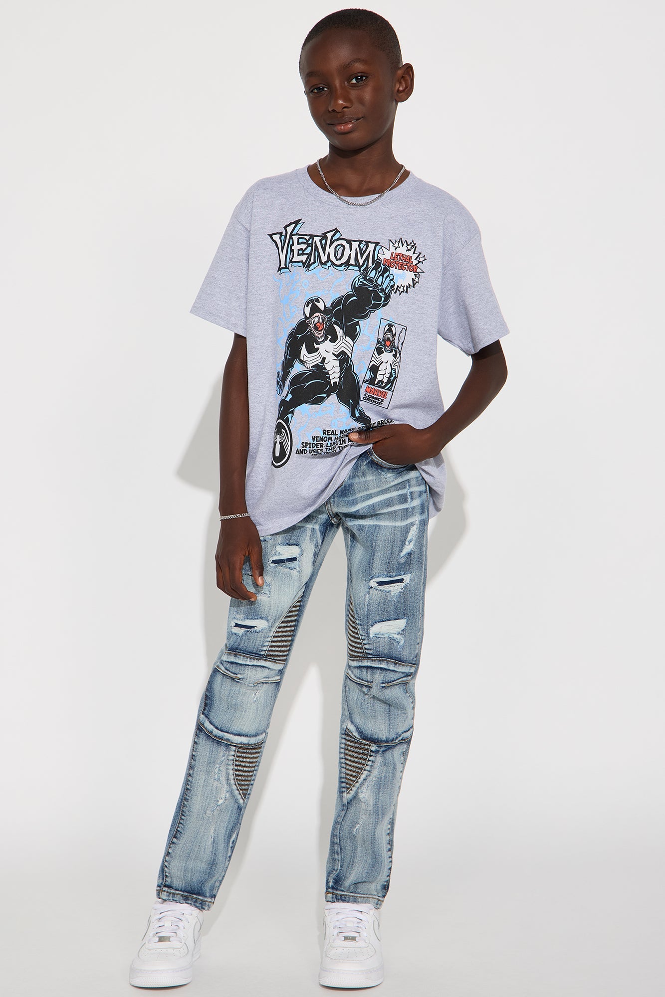 Mini Kingston Rip And Repair Skinny Jeans - Light Blue Wash