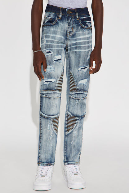Mini Kingston Rip And Repair Skinny Jeans - Light Blue Wash