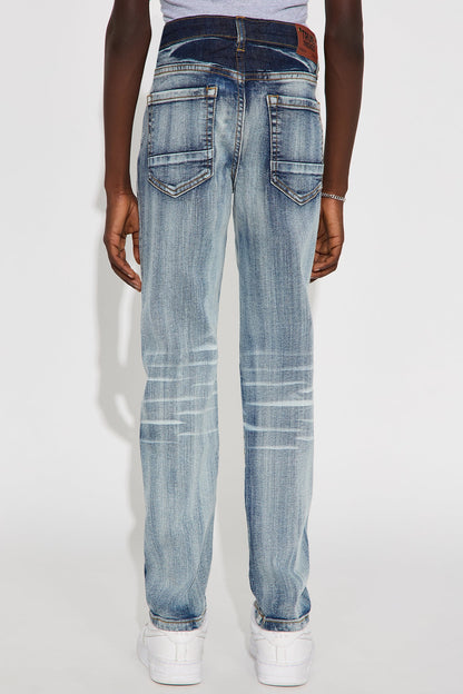 Mini Kingston Rip And Repair Skinny Jeans - Light Blue Wash