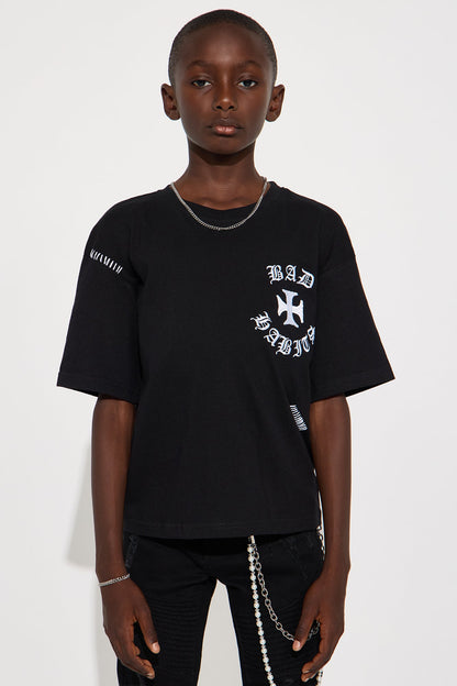 Mini Stars Align Front/Back T-Shirt - Black