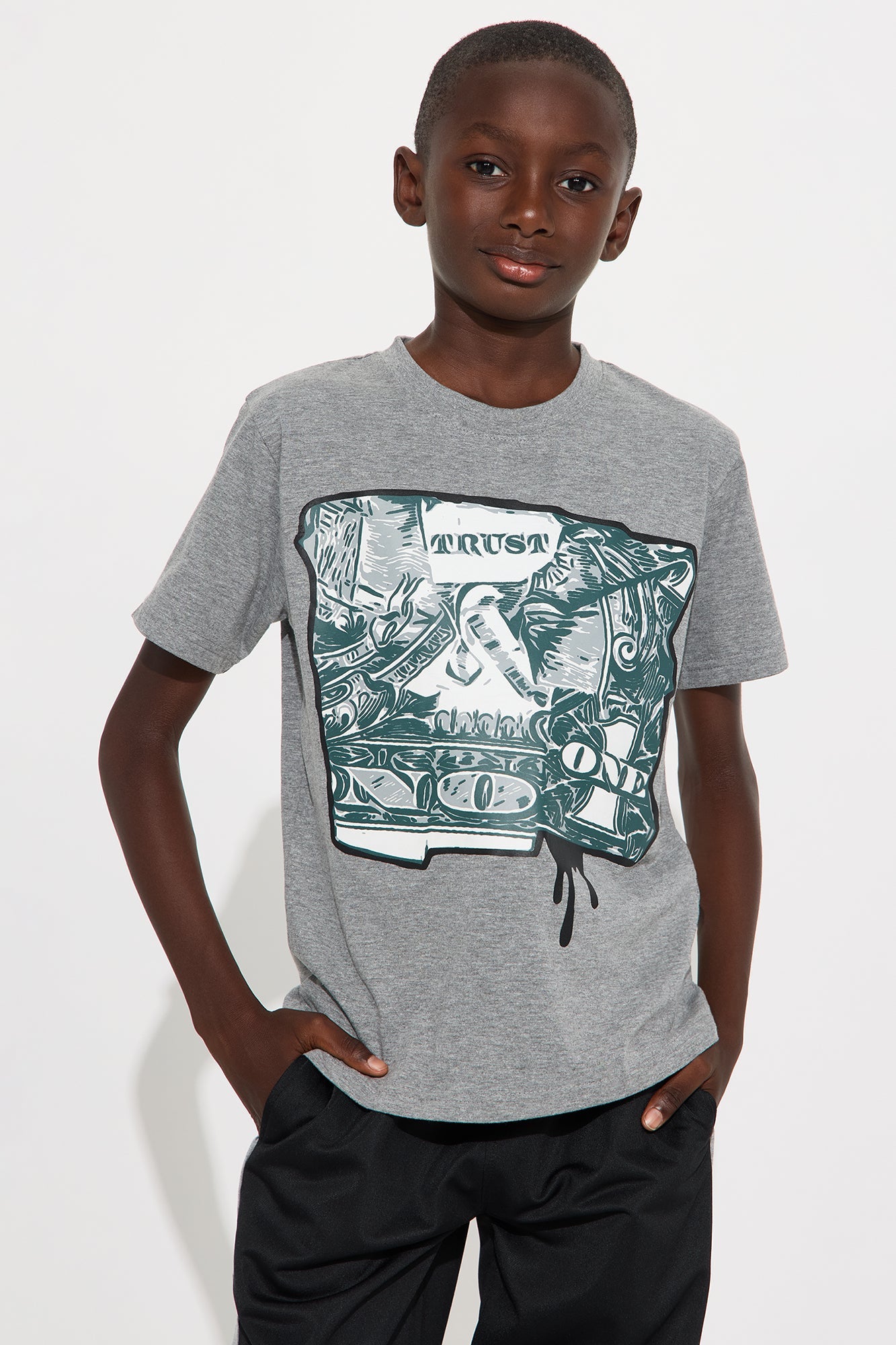 Mini Big Money T-Shirt And Pant Set - Grey/combo