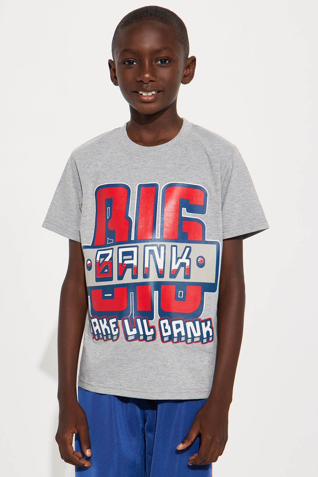 Mini Big Bank T-Shirt And Pant Set - Grey/combo