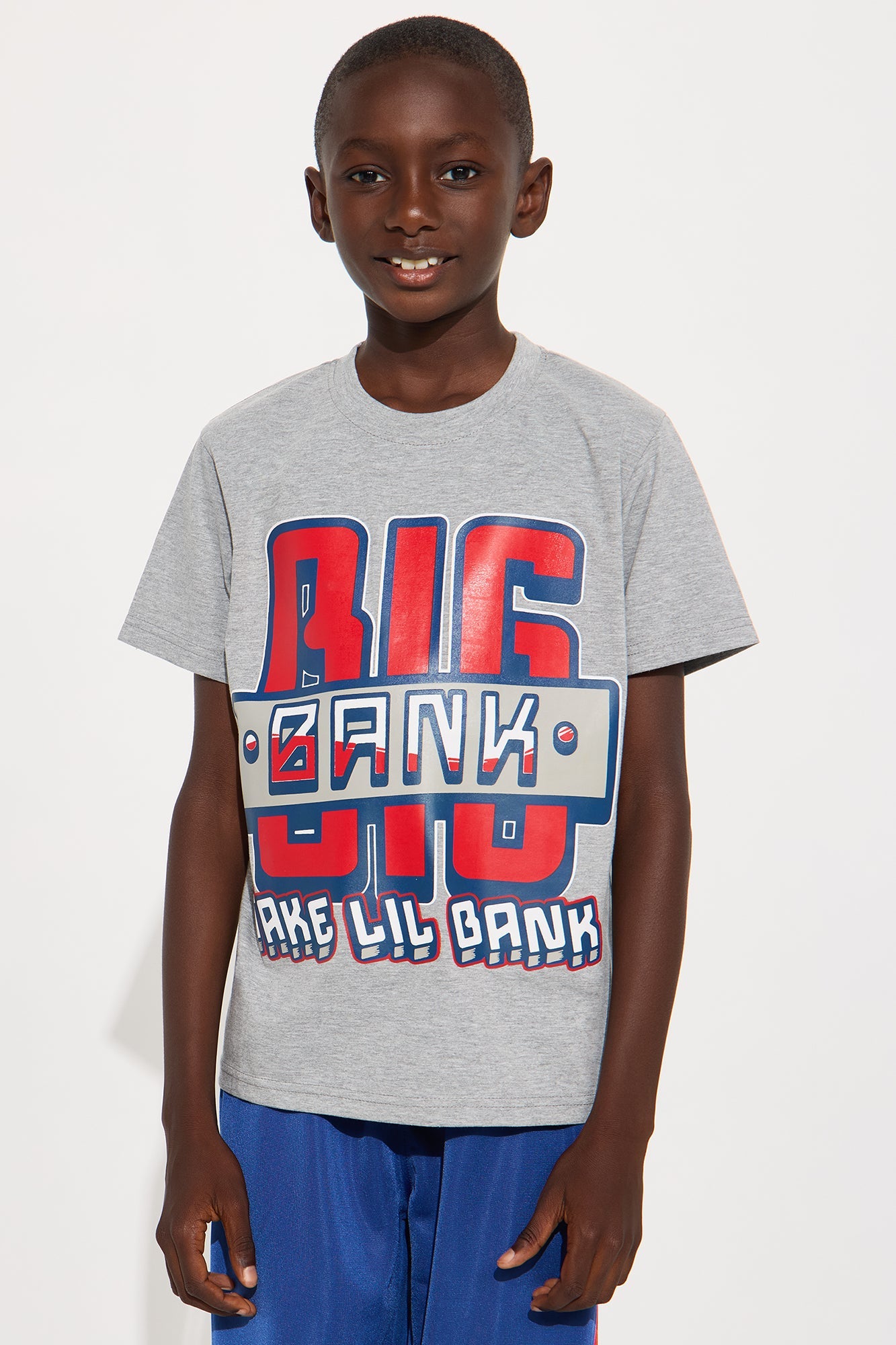 Mini Big Bank T-Shirt And Pant Set - Grey/combo