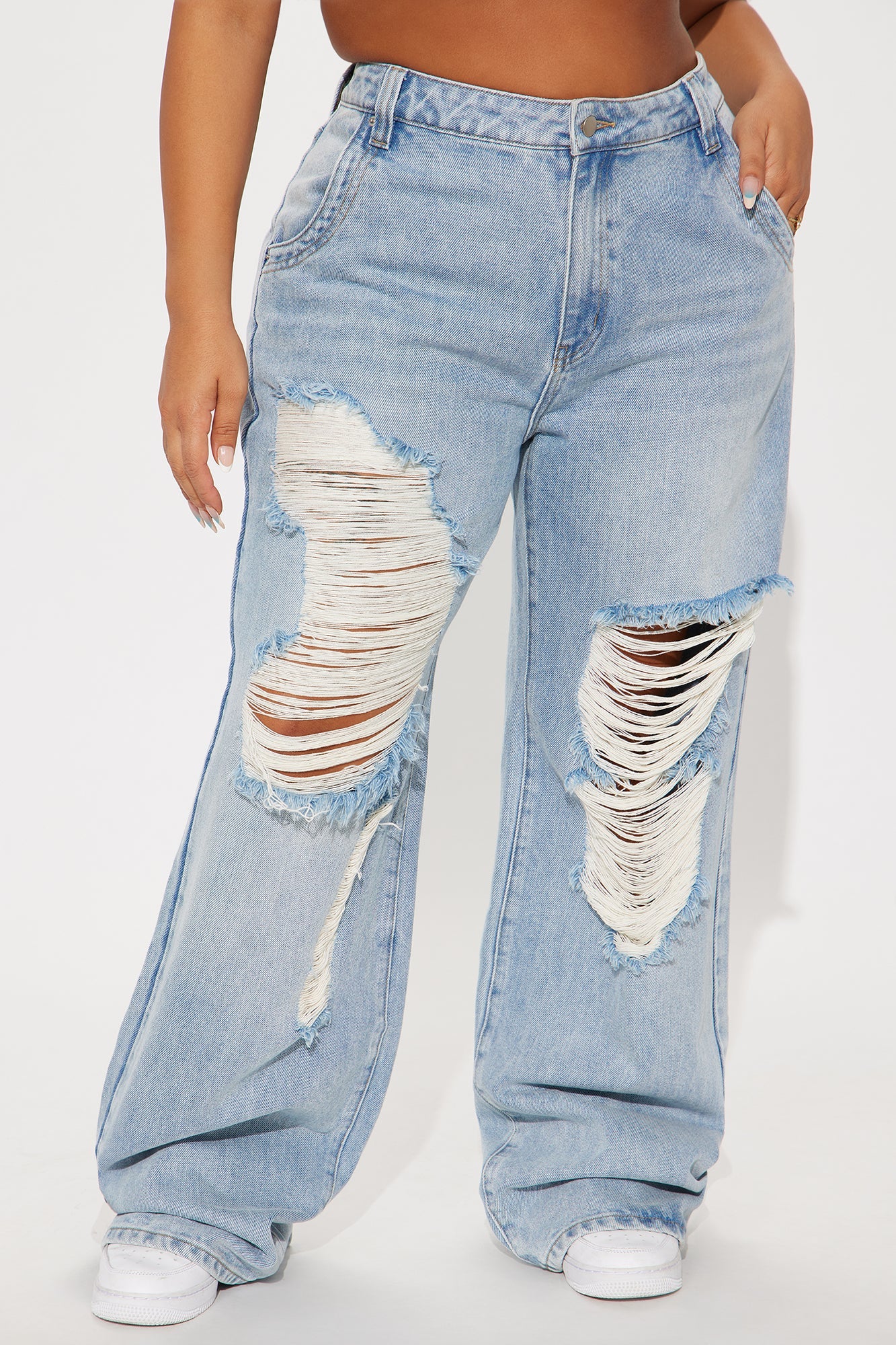 Tall Sticking Around Ripped Straight Leg Jeans - Medium Wash