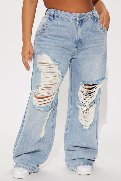 Tall Sticking Around Ripped Straight Leg Jeans - Medium Wash