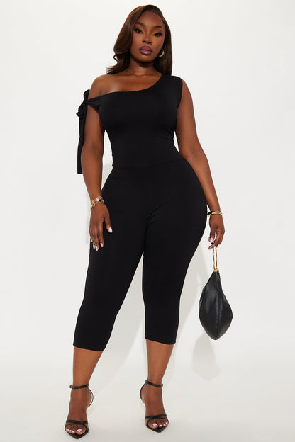 Sweet Like Candy Capri Jumpsuit - Black