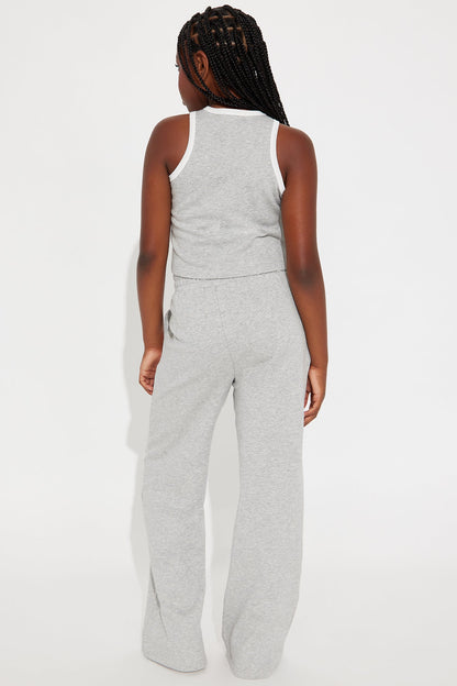 Mini Varsity Babe Pant Set - Heather Grey