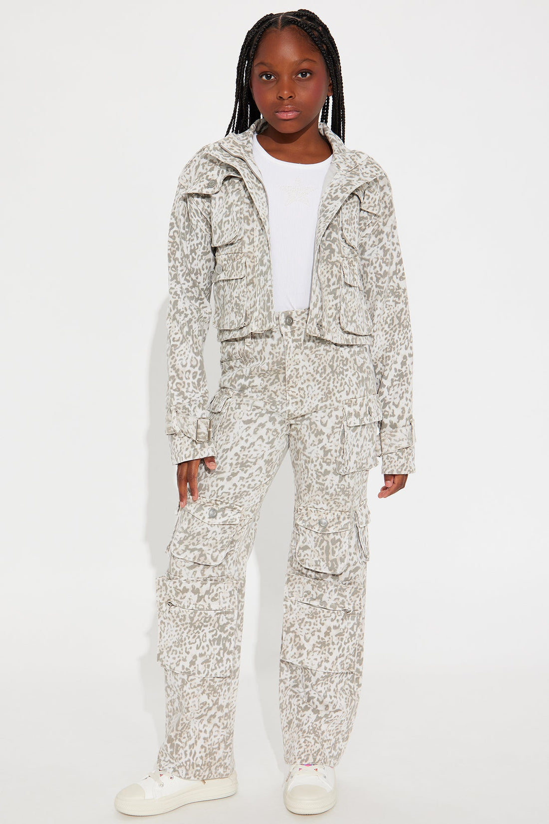 Mini Lily High Rise Cargo Jeans - Grey/combo