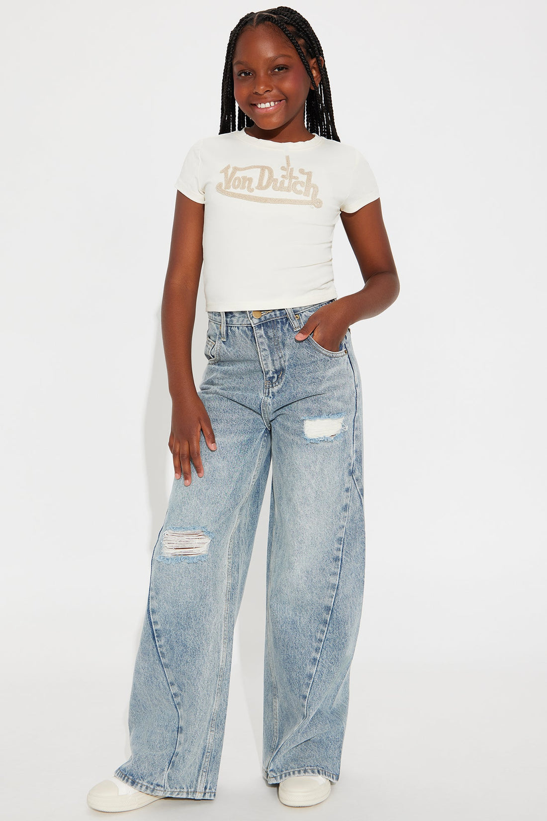 Mini Kyrah Wide Leg Jeans - Medium Wash