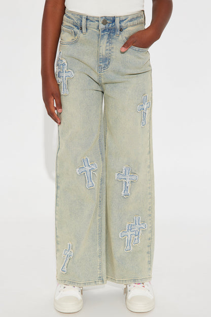 Mini Cross Your Mind Wide Leg Jean - Vintage Wash