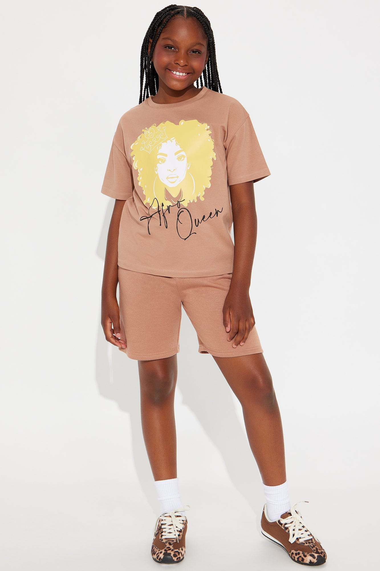 Mini Afro Queen Short Set - Mocha