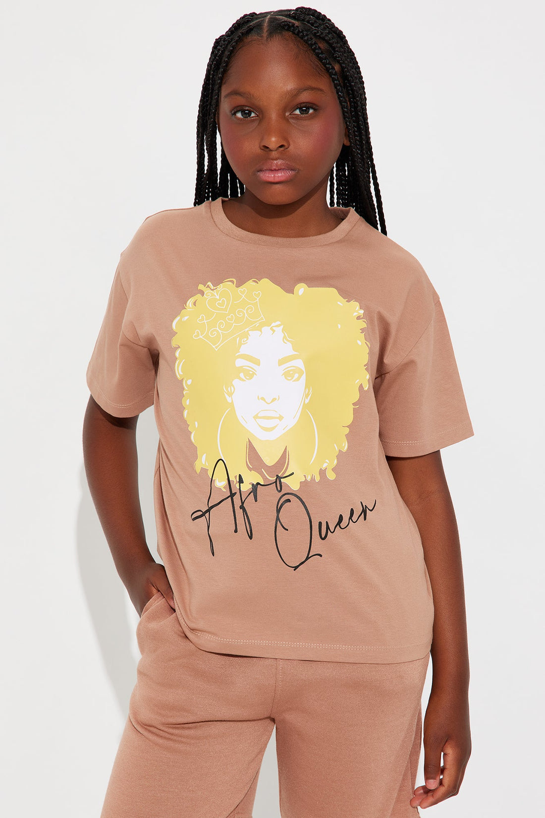 Mini Afro Queen Short Set - Mocha