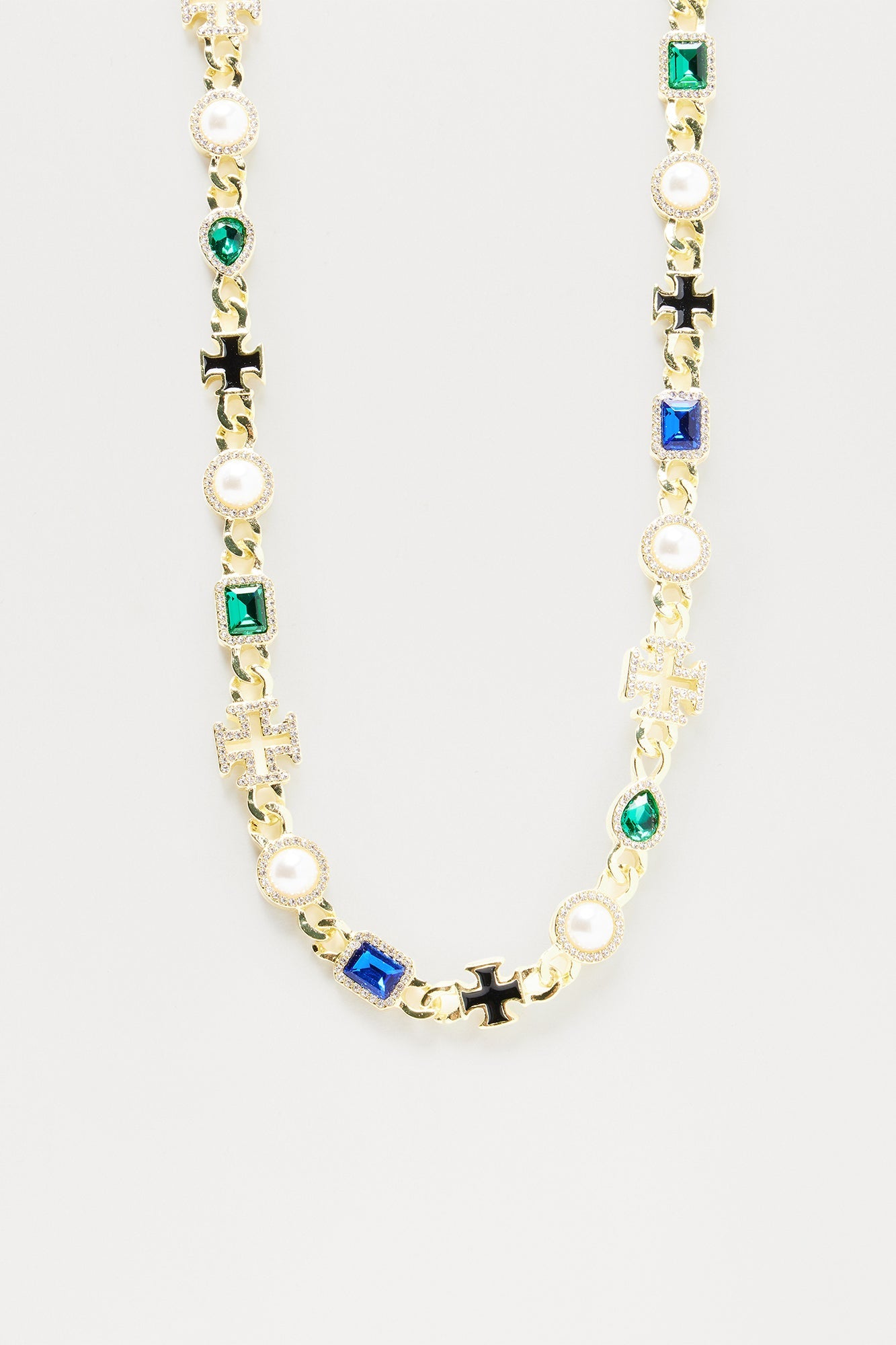 Treasures Iced Out Cross Necklace - Gold