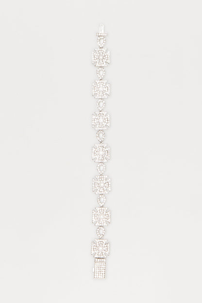 15MM Iced Chopper Cross Bracelet - Silver