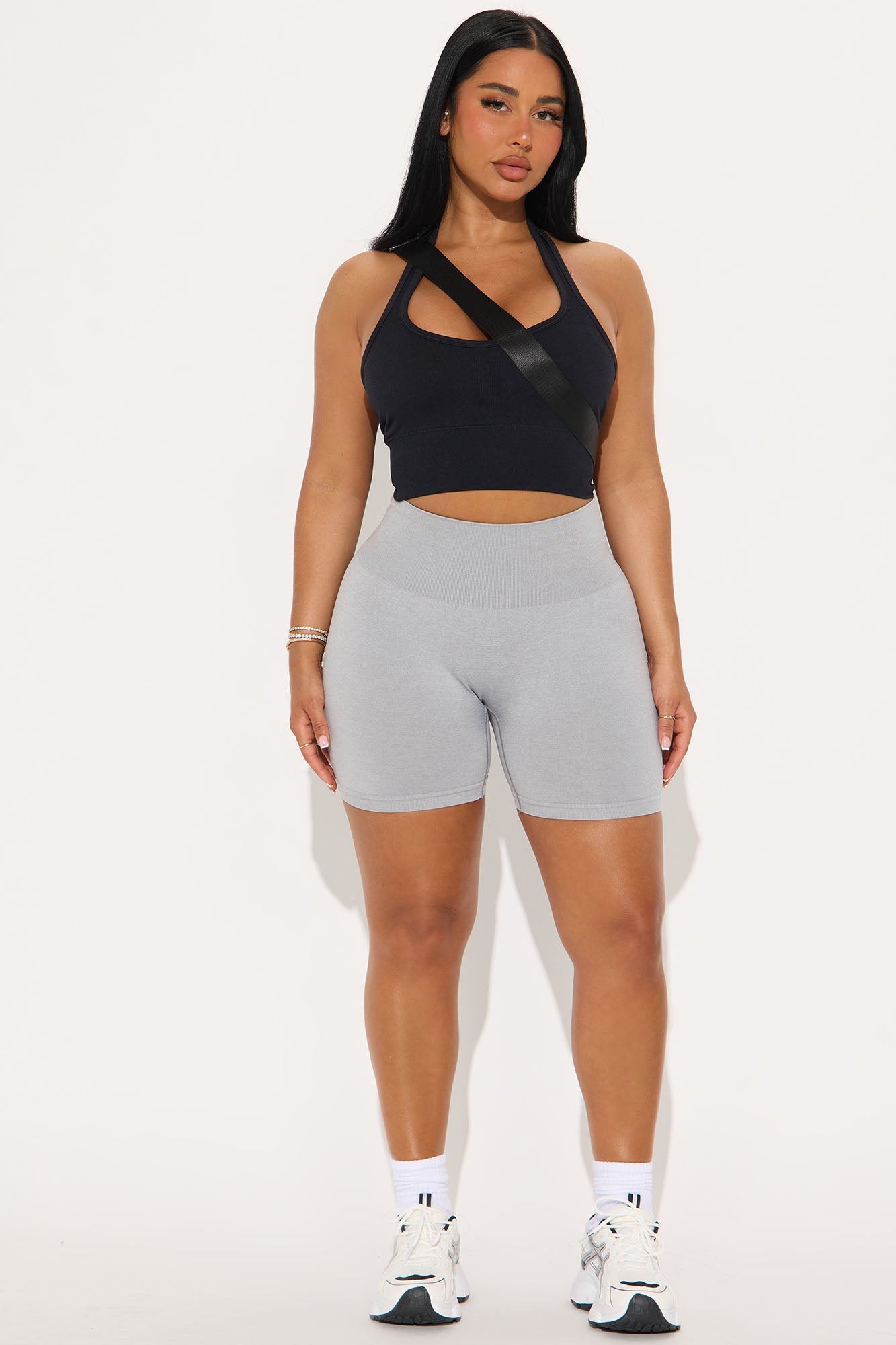 Mia Seamless Biker Short - Heather Grey